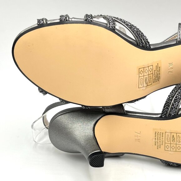 7.5W WIDE WIDTH Touch Ups Womens Amara Pewter Silver Dress Sandals Heels Shoes - Picture 9 of 13